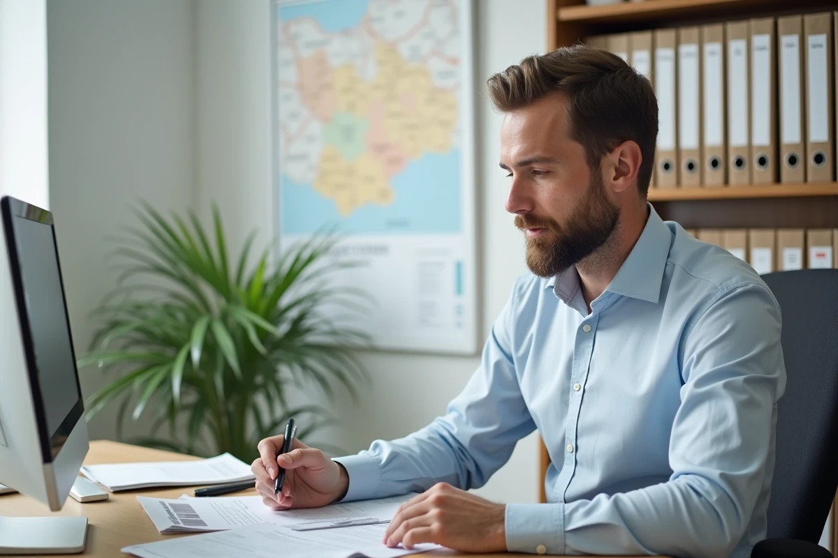 Agent administratif de la communauté de communes du Véron au travail dans un bureau municipal