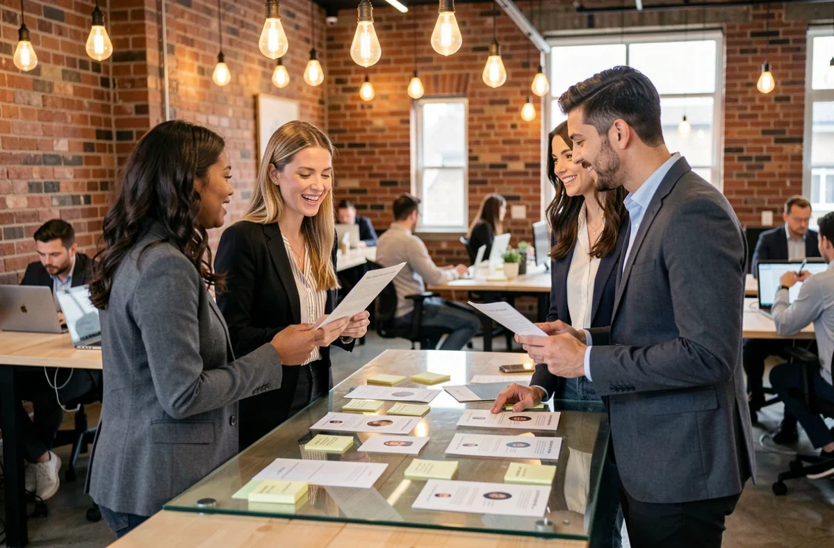 Équipe RH analysant des profils de candidats dans un espace de coworking, tendances recrutement collaboratif 2024
